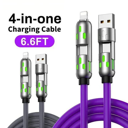 📢📢NU 50% KORTING!🔌 ⚡4-in-1 LED-oplaadkabel – Snellader met meerdere aansluitingen en indicatielampje, duurzame siliconen oplaadkabel voor iPhone, Type-C en Micro USB-apparaten🔋