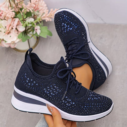 🌸👟Ademende sneakers van mesh met strass-versiering