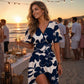 ☀️🌸 ZOMERUITVERKOOP — 55% KORTING! 👗 Dames Ruche Mouw Zomerjurk – Flatterende V-hals, Wikkelstijl & Gerimpeld Elastisch Rugpand ✨