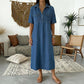 ✨TOP TREND🌈💙 Tencel Denim Midi Jurk, Koele Zijdezachte Stof, Verbergt Lichaamsoneffenheden