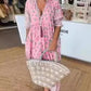 🟌Lenteaanbieding: 50 % korting👗Boho-jurk met bloemenprint, V-hals, hoge taille en A-lijn silhouet