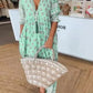 🟌Lenteaanbieding: 50 % korting👗Boho-jurk met bloemenprint, V-hals, hoge taille en A-lijn silhouet