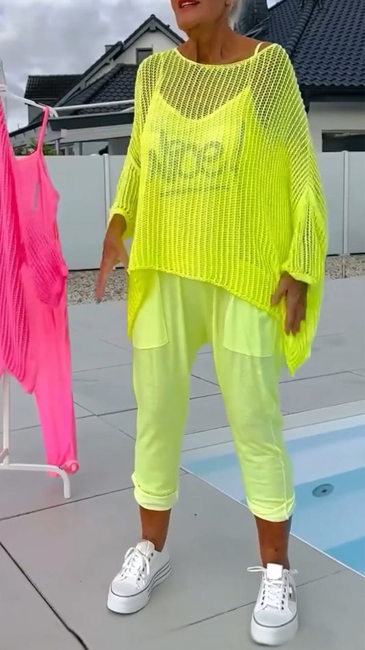 🌸Dames jumpsuit met letterprint en casual jasje met holle smock