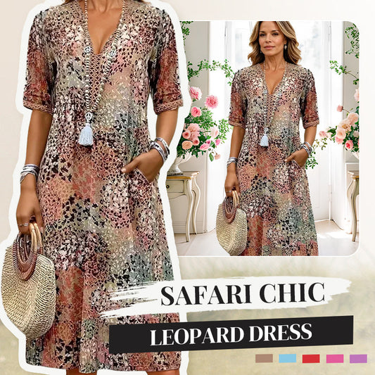 💥Dames midi-jurk met levendige print en V-hals
