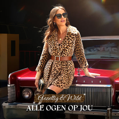 ❄️Winter uitverkoop 49% korting❄️Verdikt Damesjas met Luipaardprint