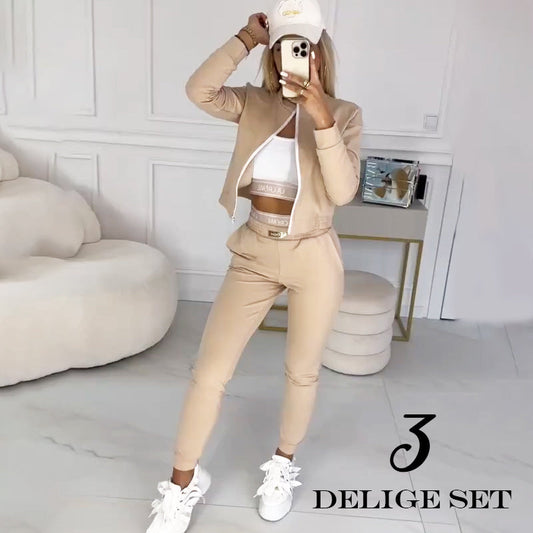 🎁Gratis verzending🔥3-delig trainingspak met ritssluiting voor dames