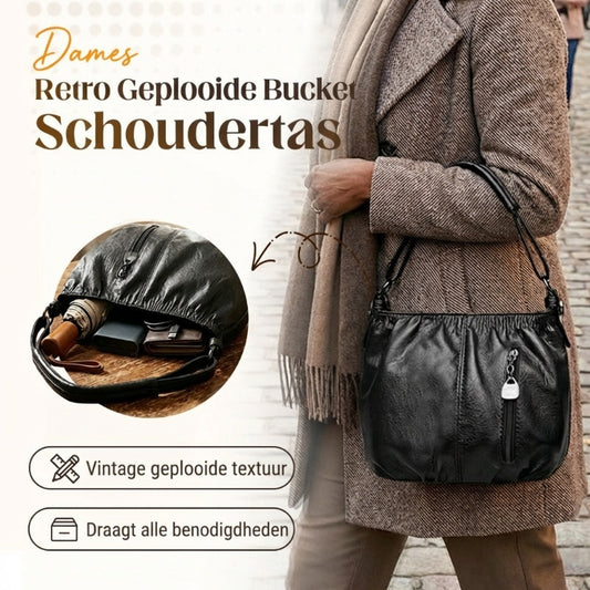 🥳2026 MEGA-AANBIEDING!💞Dames Retro Geplooide Bucket Schoudertas💼👜