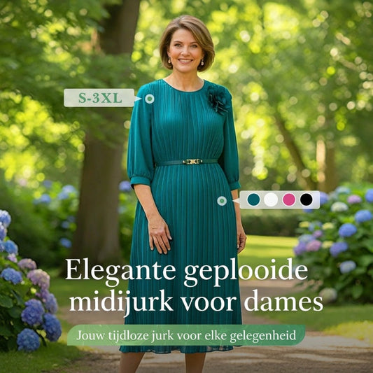 💝💝 50% korting 👗✨ Geplooide midi-jurk voor dames met riem: tijdloze elegantie en verfijnde stijl, perfect voor elke gelegenheid 💖🌸