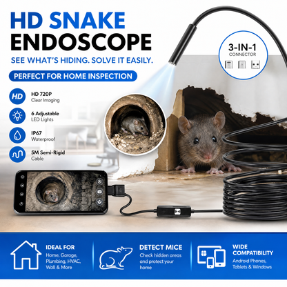 🔦📷 50% KORTING! Nooit meer blind zoeken in leidingen, muren of motoren – deze waterdichte endoscoopcamera met instelbare LED’s laat elke verborgen plek haarscherp zien. Direct op je telefoon via USB-C!