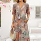 💥Dames midi-jurk met levendige print en V-hals