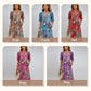💥Dames midi-jurk met levendige print en V-hals