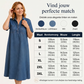 ✨TOP TREND🌈💙 Tencel Denim Midi Jurk, Koele Zijdezachte Stof, Verbergt Lichaamsoneffenheden
