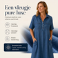 ✨TOP TREND🌈💙 Tencel Denim Midi Jurk, Koele Zijdezachte Stof, Verbergt Lichaamsoneffenheden
