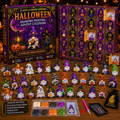 🎃🔥 50% KORTING – 31-Daagse Halloween Diamond Painting Adventskalender | Elke Dag Een Nieuw Kabouterornament 💎👻