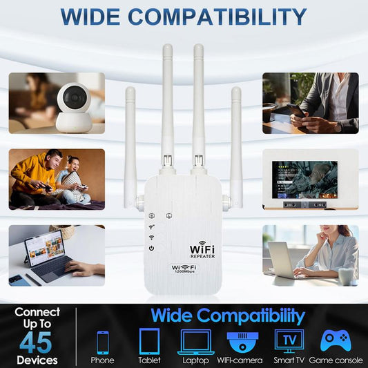 📶🔧 WiFi-versterker 2026 | 1200 Mbps dual-band 5/2,4 GHz | Dekt tot 930 m² & 50 apparaten | 4 antennes | Repeater/AP/Ethernet | WPA/WPA2 | Laatste dag 50% KORTING!