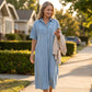 ✨TOP TREND🌈💙 Tencel Denim Midi Jurk, Koele Zijdezachte Stof, Verbergt Lichaamsoneffenheden