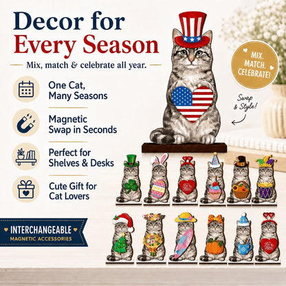 ❄️Zomerfresh 50% Korting!❤️ Verwisselbare Magnetische Houten Vriend – Jaarronde Seizoensdecoratie Voor Planken