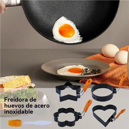 🍳Eierringvormpjes | 4 stuks roestvrijstalen antiaanbakvormpjes voor pannenkoeken en eieren