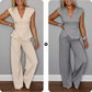💋 Elegante 2-delige dames set – V-hals top & broek