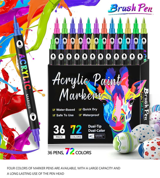 🎁Kerstcadeau-idee 49%🎄Dual Tip acrylverfpenmarker - 24/48/72 kleuren