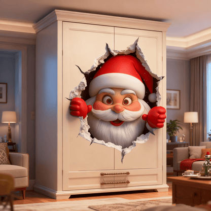 🎅 3D Kerstman Muursticker – Peel & Stick Kerstdecoratie voor een Magische Feestelijke Look