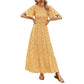 👗Casual damesjurk met bloemenprint, korte mouwen, ruches, hoge taille en zwierige pasvorm