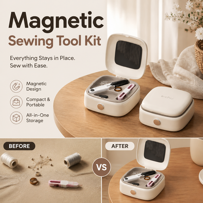 🧵 40-delige magnetische naaiset – draagbare organizer met dubbele laag