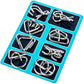 Metallische puzzelringen, acht sets blauw
