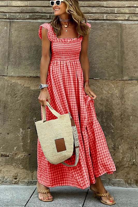 💃Vintage geruite jurken voor dames met contrasterende kleuren