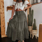 ⏳Tijdelijke aanbieding⏰Dames maxi-rok van denim met hoge taille en ruches in A-lijn model