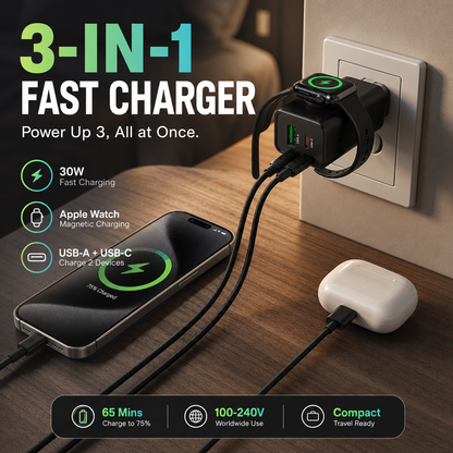 🎉 Nieuwe aanbieding — Meer dan 50.000 verkocht! 🔌 3-in-1 draadloze wandlader voor horloge – 30W snelladen & magnetisch dockingstation ⚡