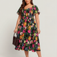 ⏰Zomeruitverkoop 50% KORTING 💃Gebloemde midi-jurk met gesmockte vierkante hals en zakken