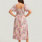 ⏰Zomeruitverkoop 50% KORTING 💃Gebloemde midi-jurk met gesmockte vierkante hals en zakken