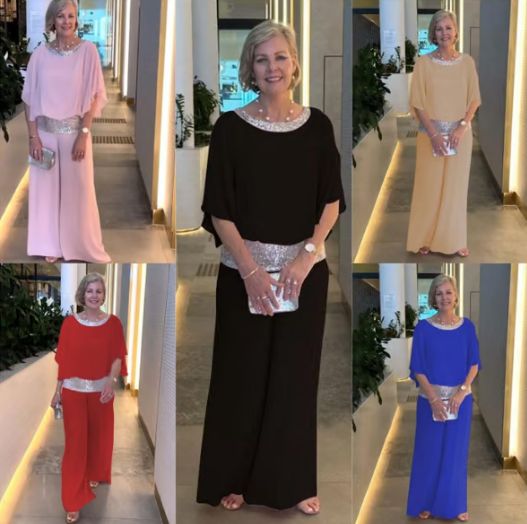 🔥Grote verkopen 49% Korting💃Elegante tweedelige set met colorblock en pailletten