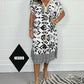 🌟Hot sale-49% korting🌟Gedrukte Casual Jurk met V-Hals en Franjes aan de Korte Mouwen