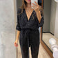 🔥Black Friday Mega Sale🔥Glinsterende V-hals jumpsuits met riem voor dames