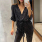 🔥Black Friday Mega Sale🔥Glinsterende V-hals jumpsuits met riem voor dames