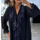 💃Dames V-hals chiffon pailletten lange mouw shirt