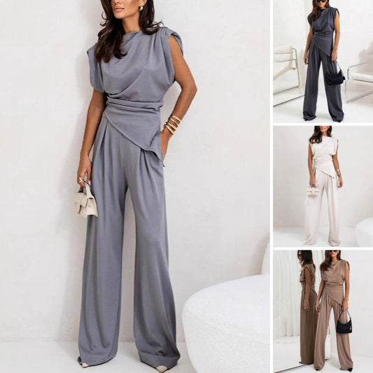 🎁2026 Nieuw binnen 50% KORTING💥Elegante tweedelige set in effen kleur voor dames