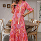 ⏳Tijdelijk 50% korting⏰V-hals bohemian jurk met zijsplit en zwierige look👗