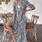 ⏳Tijdelijk 50% korting⏰V-hals bohemian jurk met zijsplit en zwierige look👗