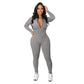 Effen kleur, naadloze jumpsuit met halve rits