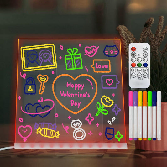 🌈 LED-verlicht berichtenbord – Uitwisbaar teken- en schrijfnachtlampje
