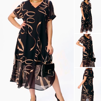 ⏳Time-limited Special👗Vloeiende midi-jurk met V-hals