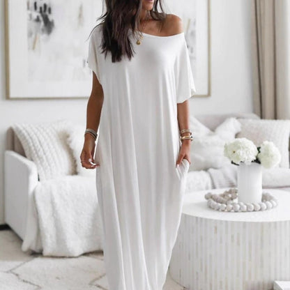 💖Seizoensbestseller met 50% korting 🔥Dames zomer casual losse jurk met korte mouwen en lange mouwen in effen kleur
