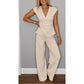 💋 Elegante 2-delige dames set – V-hals top & broek