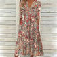 Casual damesjurk met bloemenprint, V-hals en losse pasvorm