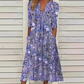 Casual damesjurk met bloemenprint, V-hals en losse pasvorm