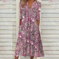 Casual damesjurk met bloemenprint, V-hals en losse pasvorm