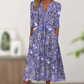 Casual damesjurk met bloemenprint, V-hals en losse pasvorm